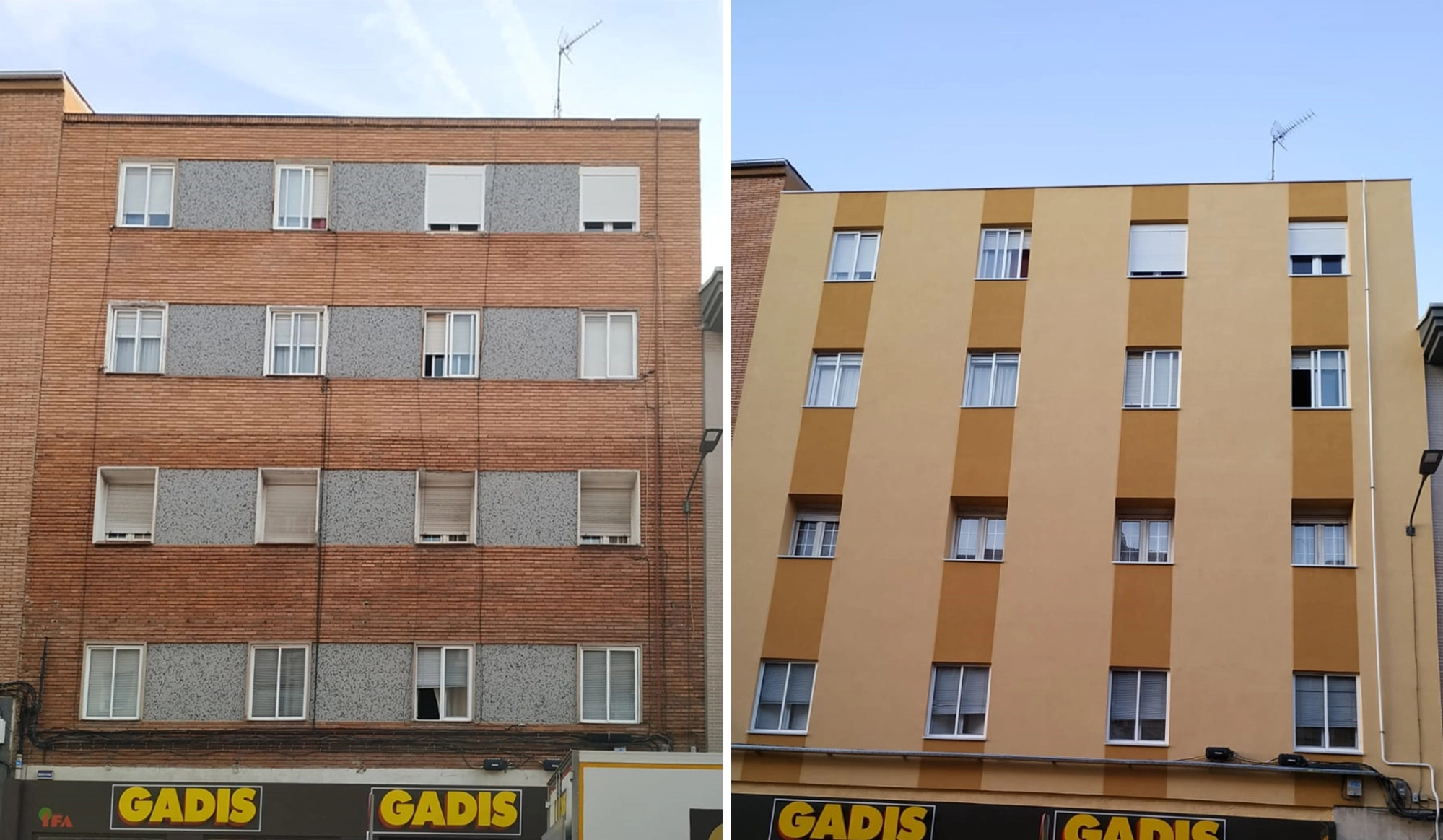 rehabilitación de fachada antes y después